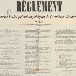 Doc 1. Rglement pour les coles du Lot, 16/7/1852 : 1 T 45