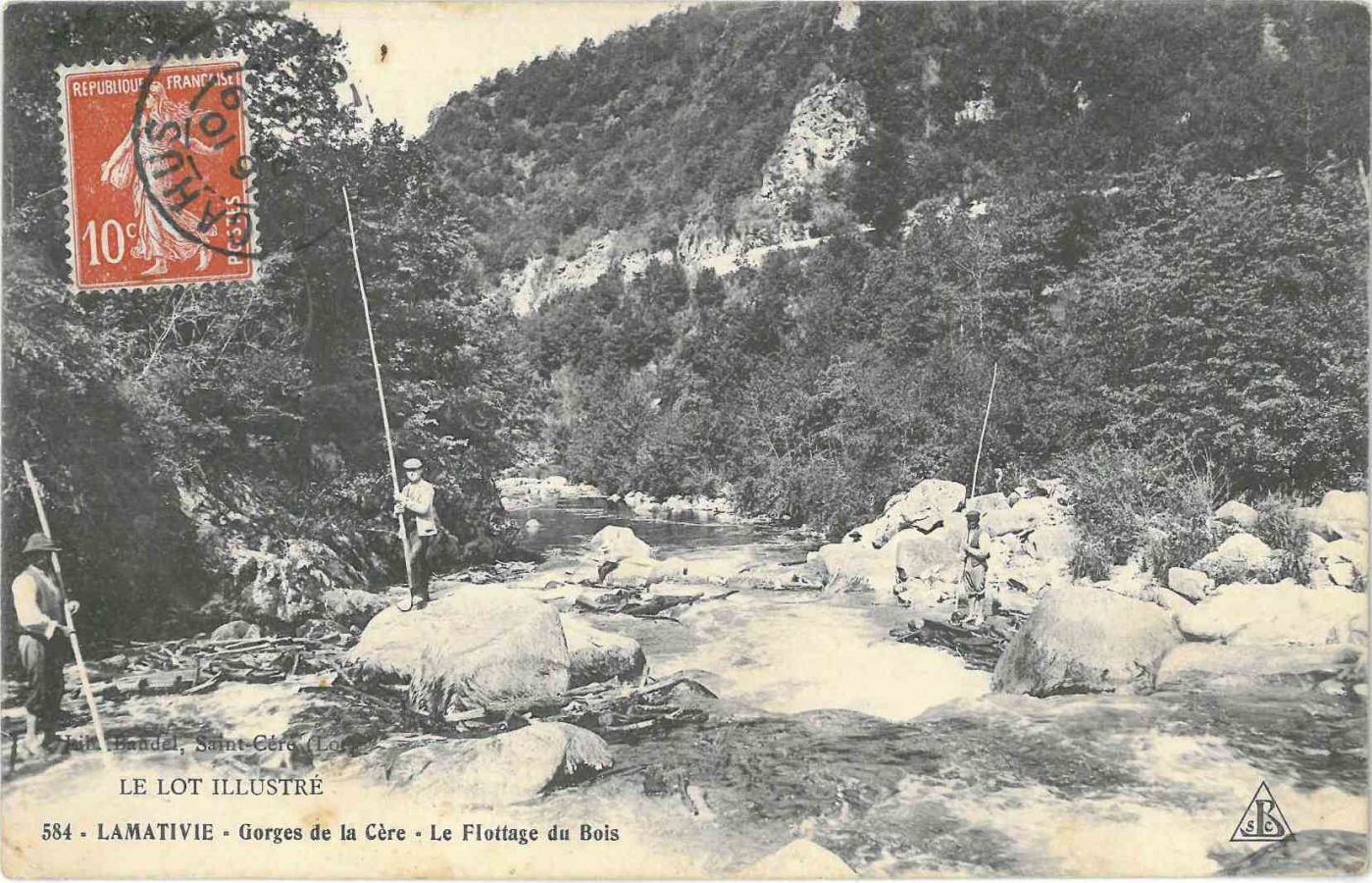 Colelciton de cartes postales des Archives dpartementales du Lot : 9 Fi 1479 Flottage du bois