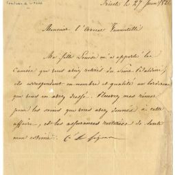 Lettre de Caroline Murat  son avocat  Trieste, 1826 - Archives dpartementales du Lot, J 2763