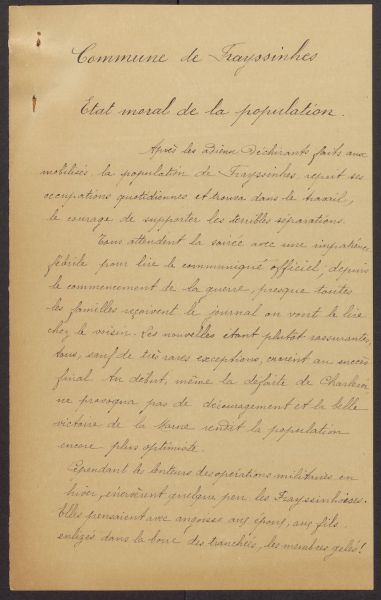 Notes communales de Frayssinhes, Archives dpartementales du Lot : 1T424