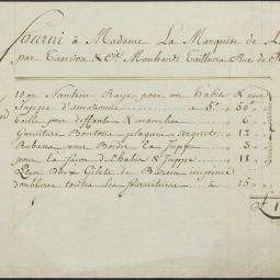 Fonds de la famille de Vassal - branche de Montviel, tat de frais de tailleurs de la marquise de Lostanges en 1791, Archives dpartementales du Lot : 87 J 28