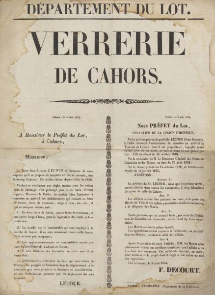 illus 1. La verrerie. Archives dpartementales du Lot, Ptition du sieur Lecour, 1834 : 5 M 28
