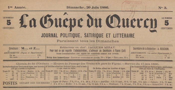 La Guêpe du Quercy n° 3. Archives départementales du Lot : 1 PER 22/1