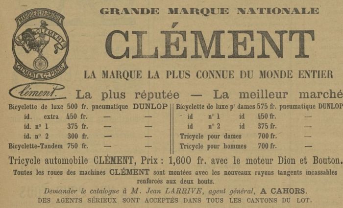 Journal du Lot du samedi 10 octobre 1896. Archives départementales du Lot : 1 PER 14