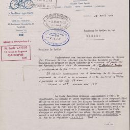 Archives départementales du Lot. Versement du cabinet du préfet : 1 W 470