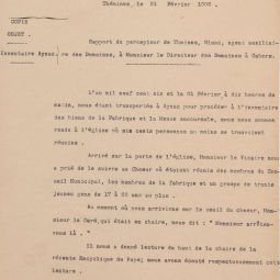 Doc 3, Rapport du percepteur sur l'inventaire d'Aynac, 21/2/1906 : 3 M 353