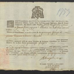 G 178 : Lettre de tonsure accordée par l'évêque Bertrand Du Guesclin, 1753, Archives départementales du Lot
